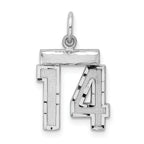 Sterling Silver Rhodium-plated Diamond-cut #14 Charm
