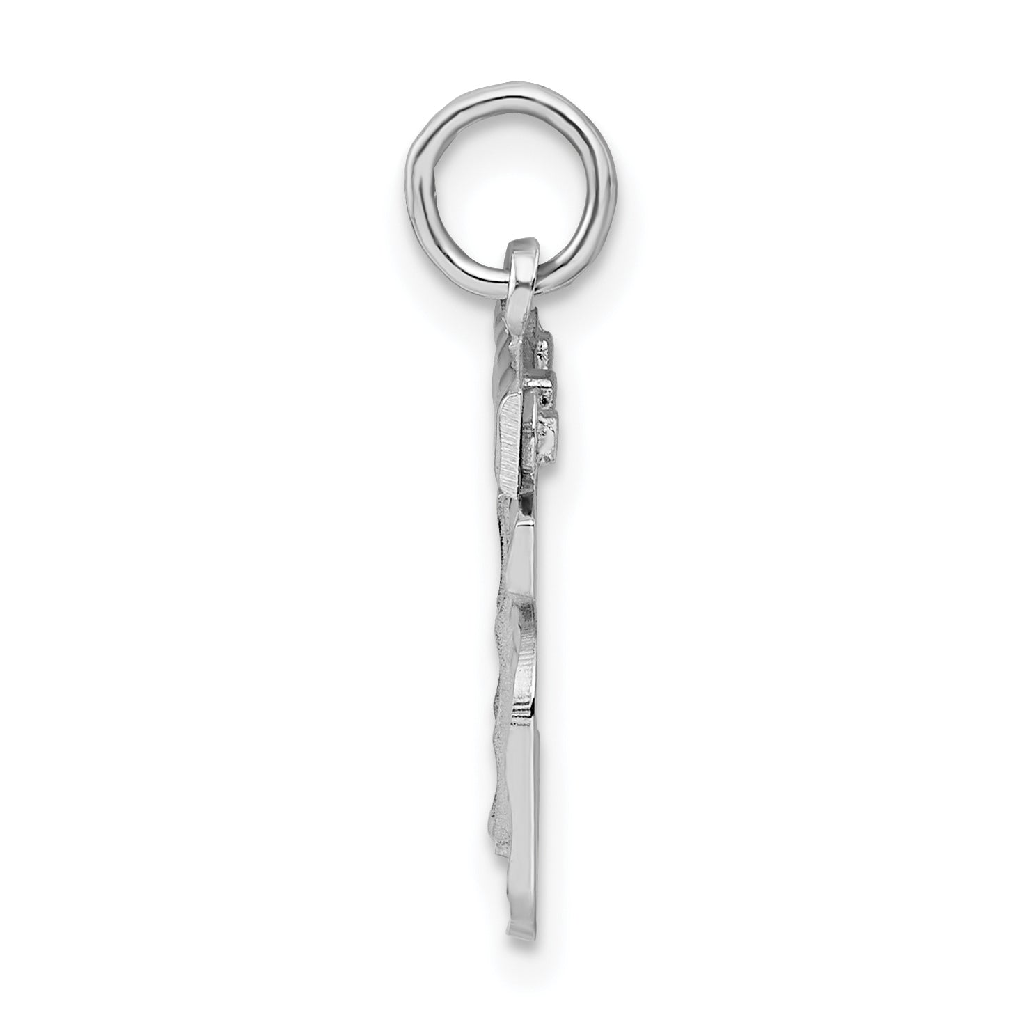 Sterling Silver Rhodium-plated Diamond-cut #15 Charm Secondary image