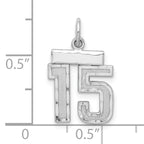 Sterling Silver Rhodium-plated Diamond-cut #15 Charm