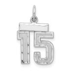 Sterling Silver Rhodium-plated Diamond-cut #15 Charm