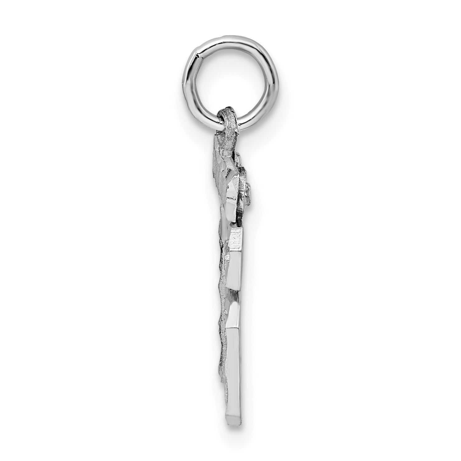Sterling Silver Rhodium-plated Diamond-cut #16 Charm Secondary image
