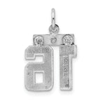 Sterling Silver Rhodium-plated Diamond-cut #16 Charm