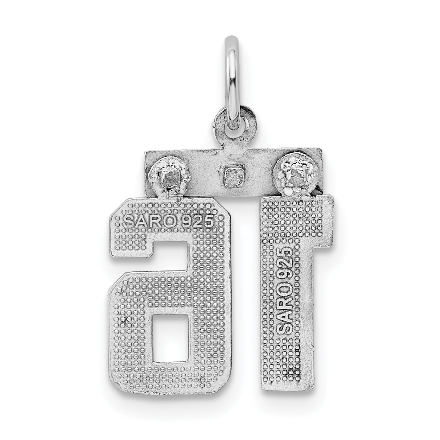 Sterling Silver Rhodium-plated Diamond-cut #16 Charm