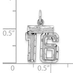 Sterling Silver Rhodium-plated Diamond-cut #16 Charm