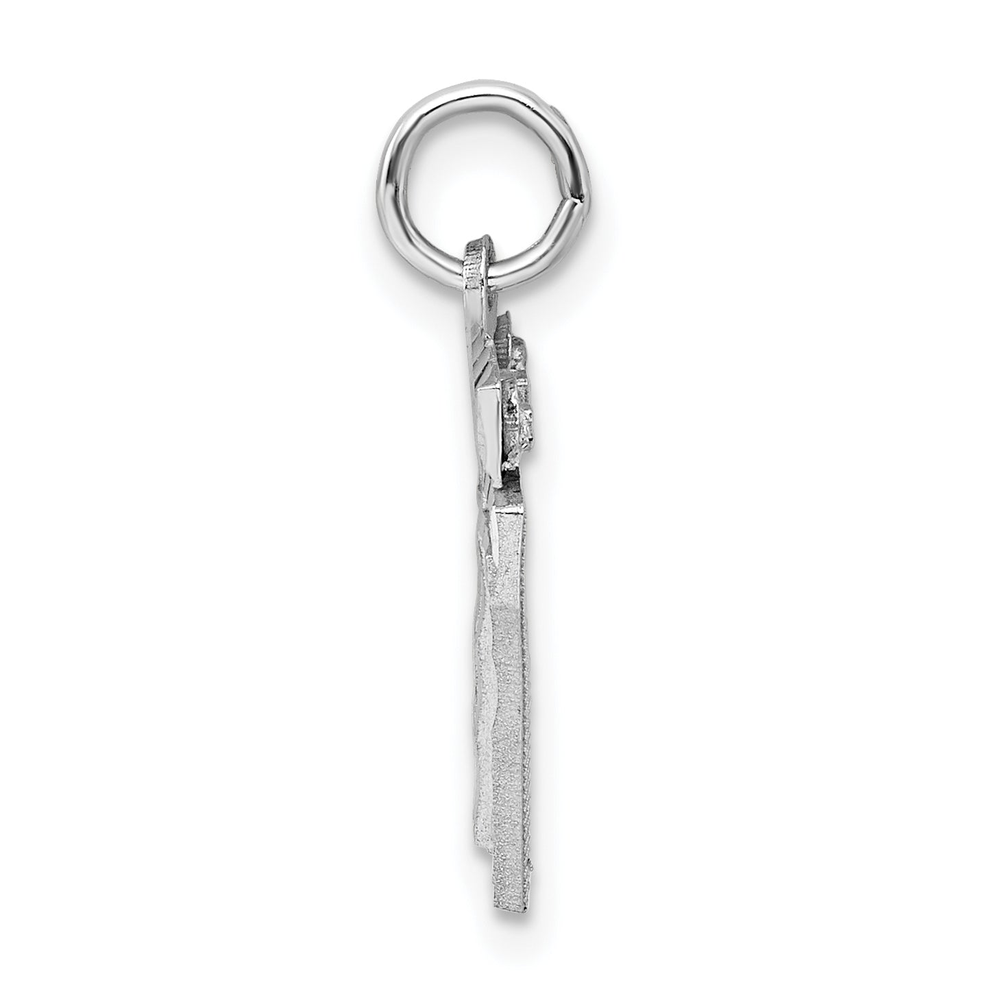 Sterling Silver Rhodium-plated Diamond-cut #17 Charm Secondary image