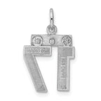 Sterling Silver Rhodium-plated Diamond-cut #17 Charm