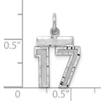 Sterling Silver Rhodium-plated Diamond-cut #17 Charm