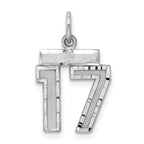 Sterling Silver Rhodium-plated Diamond-cut #17 Charm