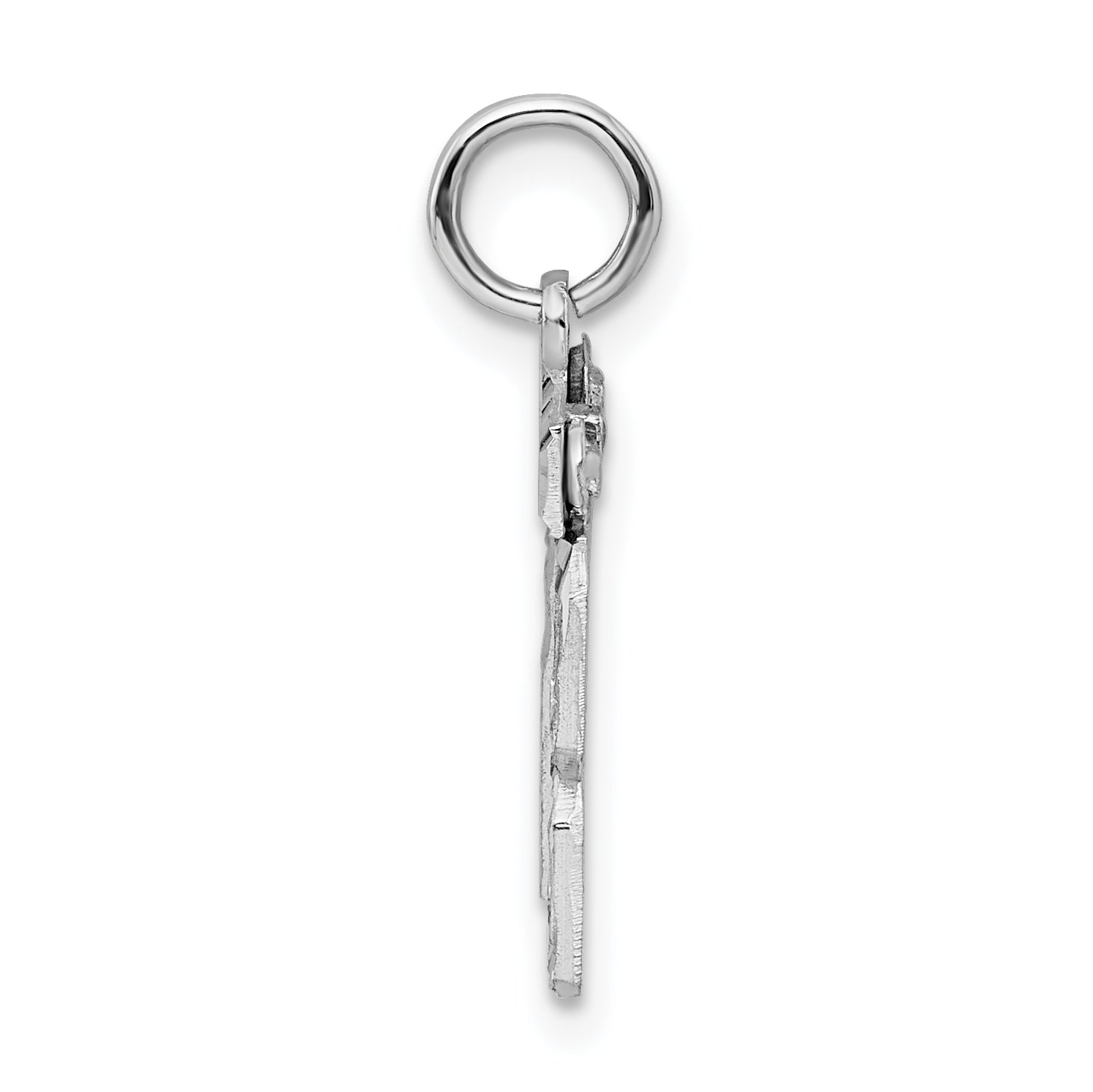 Sterling Silver Rhodium-plated Diamond-cut #18 Charm Secondary image