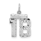 Sterling Silver Rhodium-plated Diamond-cut #18 Charm
