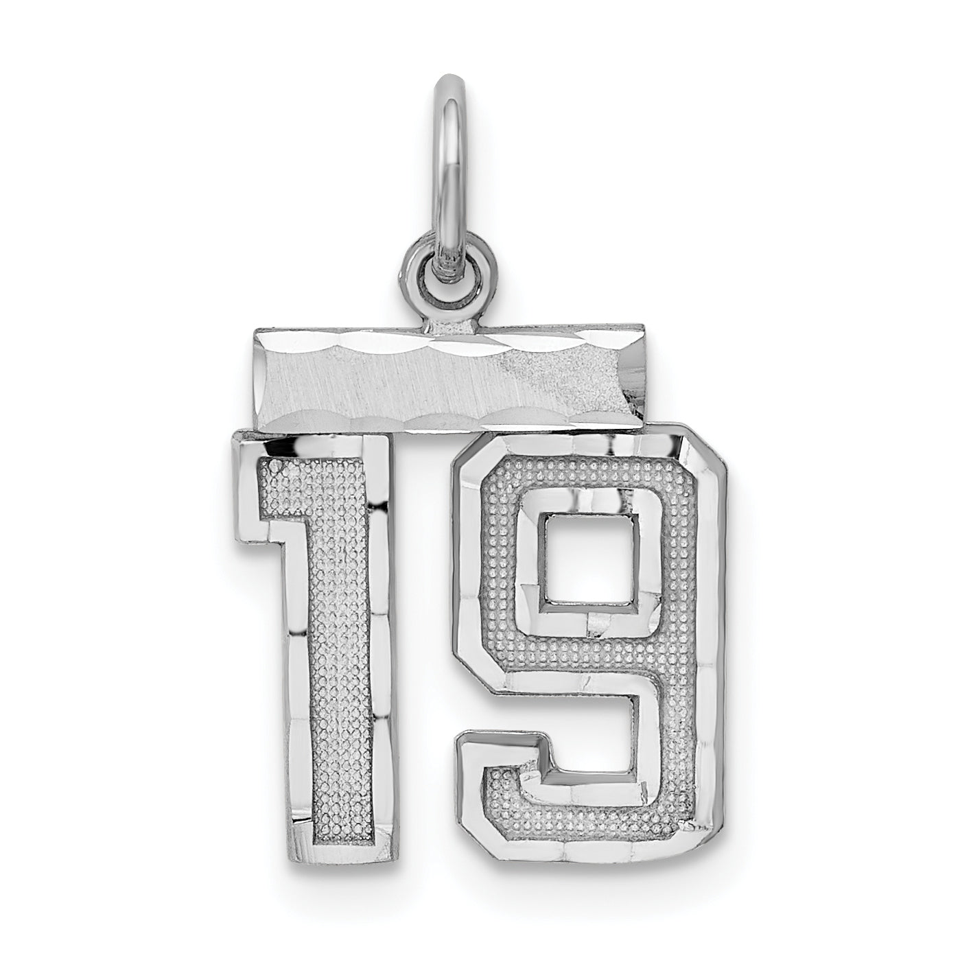 Sterling Silver Rhodium-plated Diamond-cut #19 Charm Main image