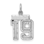 Sterling Silver Rhodium-plated Diamond-cut #19 Charm