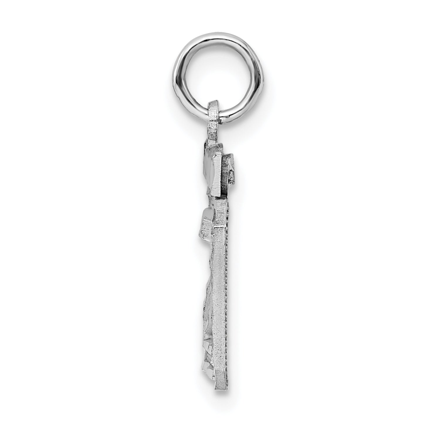 Sterling Silver Rhodium-plated Diamond-cut #20 Charm Secondary image