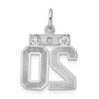 Sterling Silver Rhodium-plated Diamond-cut #20 Charm