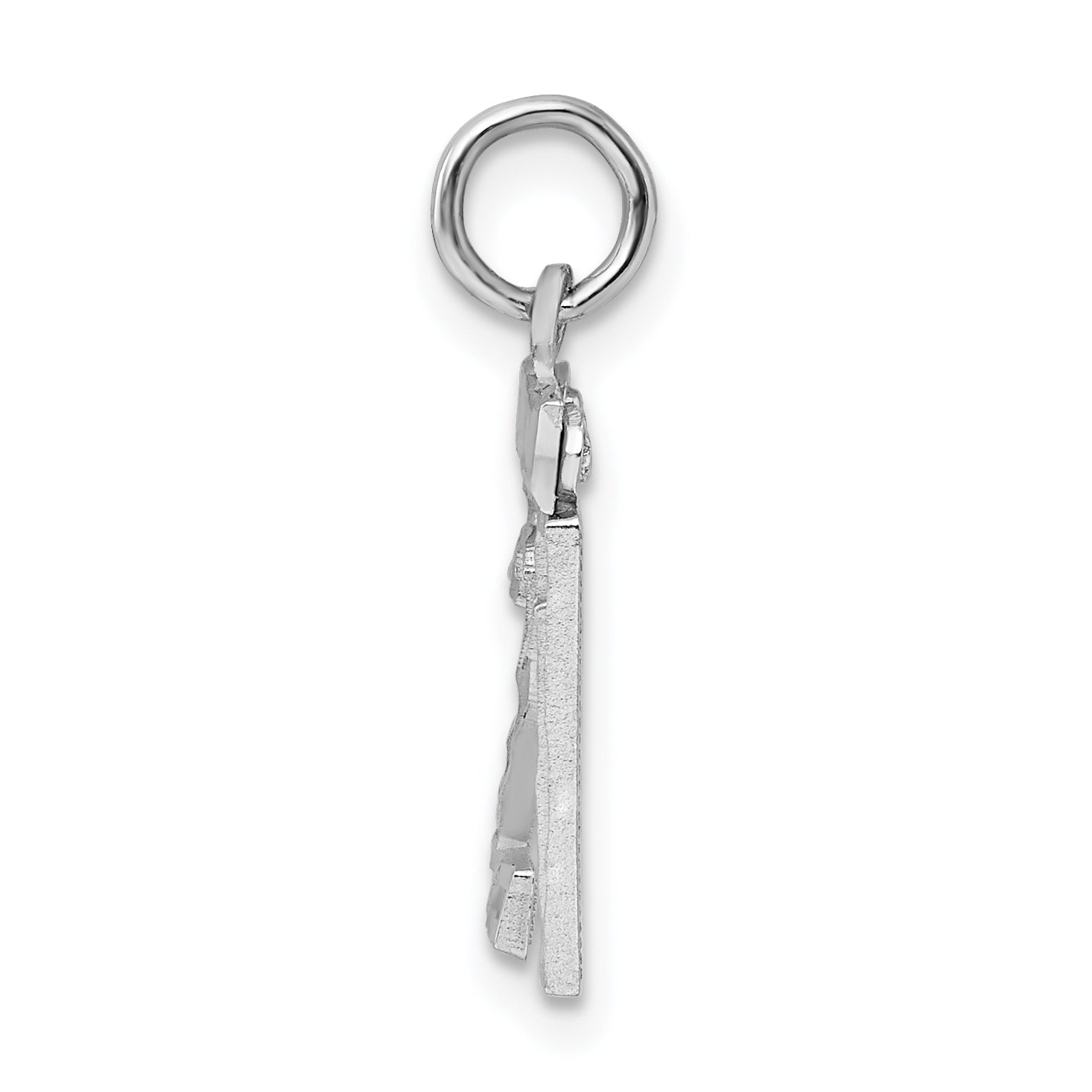 Sterling Silver Rhodium-plated Diamond-cut #21 Charm Secondary image