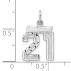 Sterling Silver Rhodium-plated Diamond-cut #21 Charm