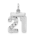 Sterling Silver Rhodium-plated Diamond-cut #21 Charm