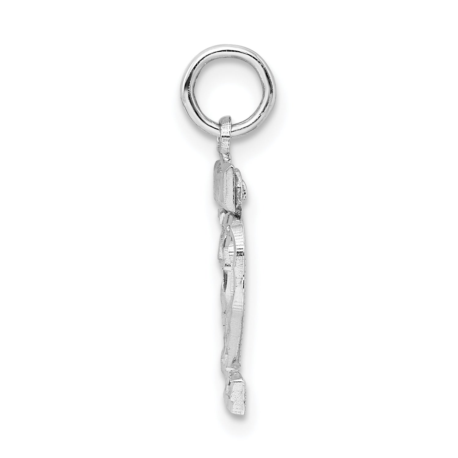 Sterling Silver Rhodium-plated Diamond-cut #22 Charm Secondary image