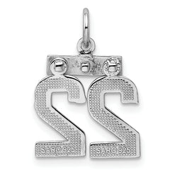 Sterling Silver Rhodium-plated Diamond-cut #22 Charm