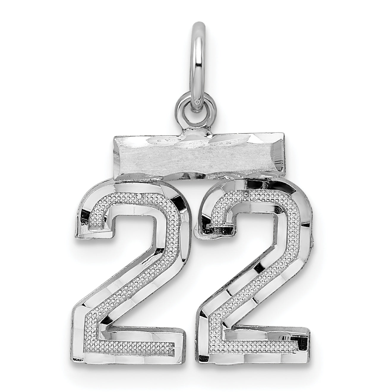 Sterling Silver Rhodium-plated Diamond-cut #22 Charm Main image