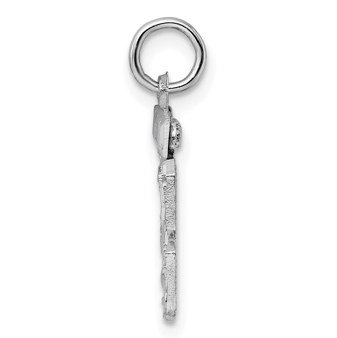 Sterling Silver Rhodium-plated Diamond-cut #23 Charm Secondary image