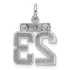 Sterling Silver Rhodium-plated Diamond-cut #23 Charm