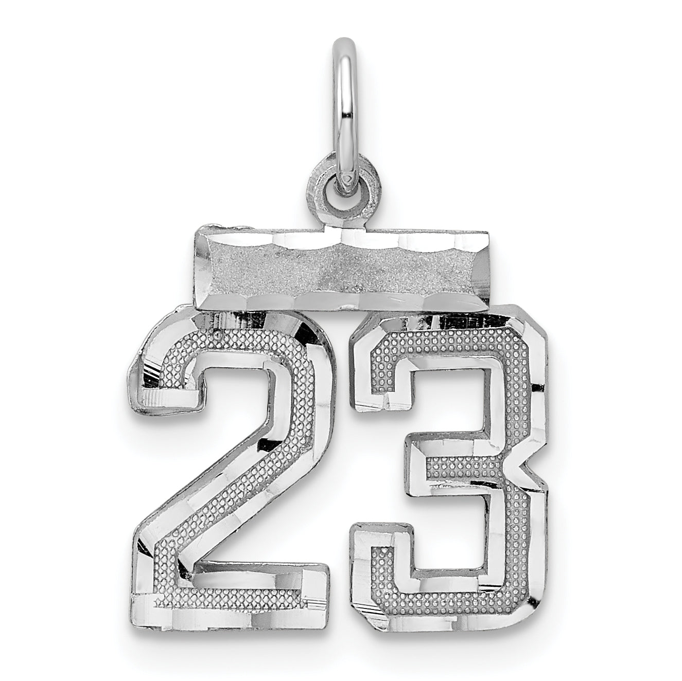 Sterling Silver Rhodium-plated Diamond-cut #23 Charm Main image