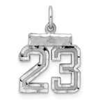 Sterling Silver Rhodium-plated Diamond-cut #23 Charm