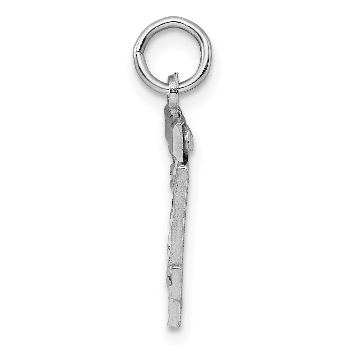 Sterling Silver Rhodium-plated Diamond-cut #24 Charm Secondary image