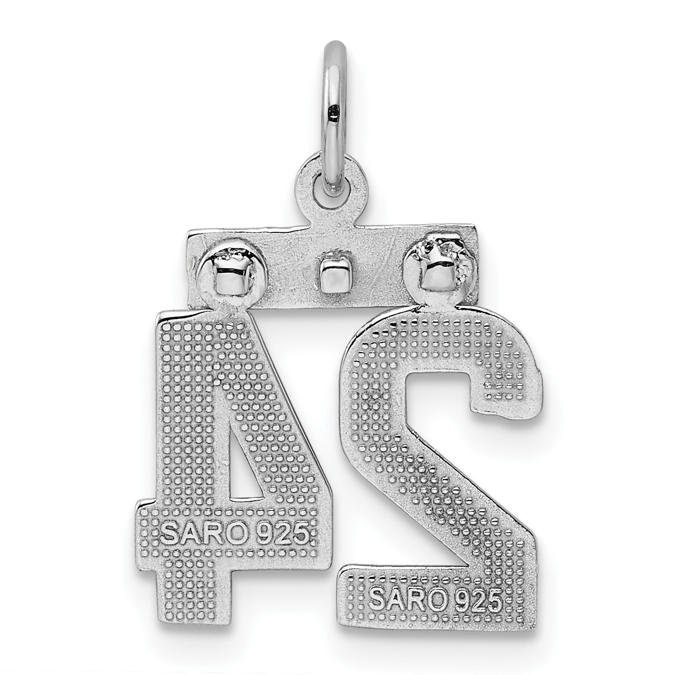 Sterling Silver Rhodium-plated Diamond-cut #24 Charm