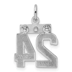 Sterling Silver Rhodium-plated Diamond-cut #24 Charm