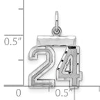 Sterling Silver Rhodium-plated Diamond-cut #24 Charm