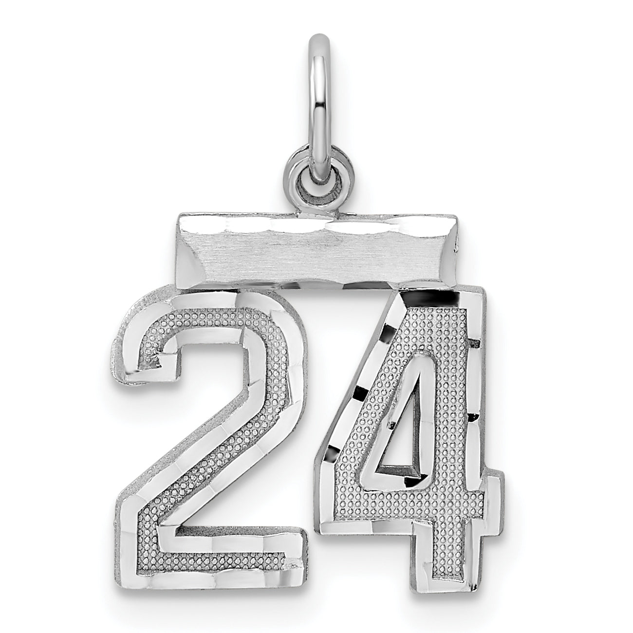 Sterling Silver Rhodium-plated Diamond-cut #24 Charm Main image