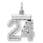 Sterling Silver Rhodium-plated Diamond-cut #24 Charm