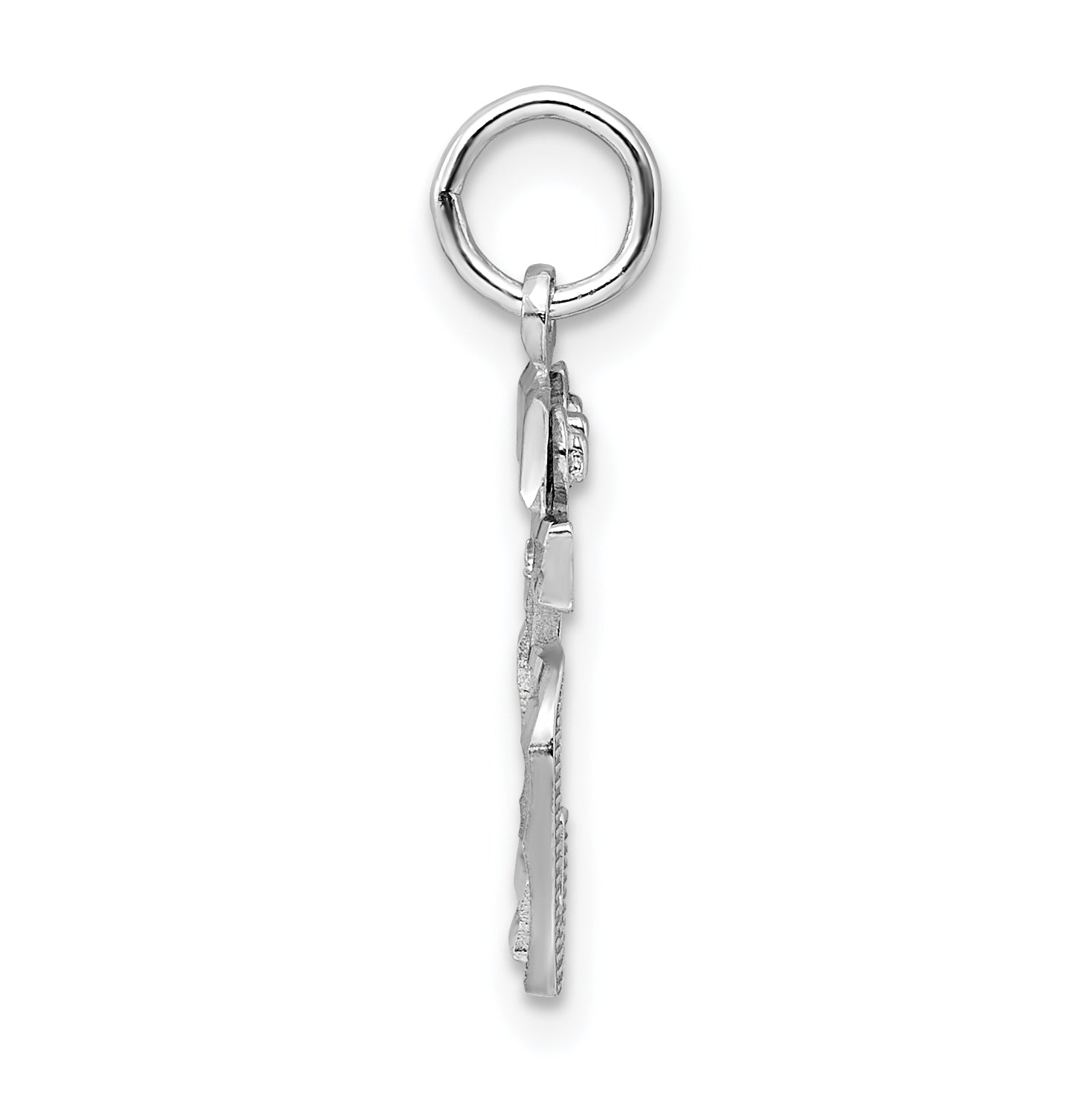 Sterling Silver Rhodium-plated Diamond-cut #25 Charm Secondary image