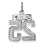 Sterling Silver Rhodium-plated Diamond-cut #25 Charm