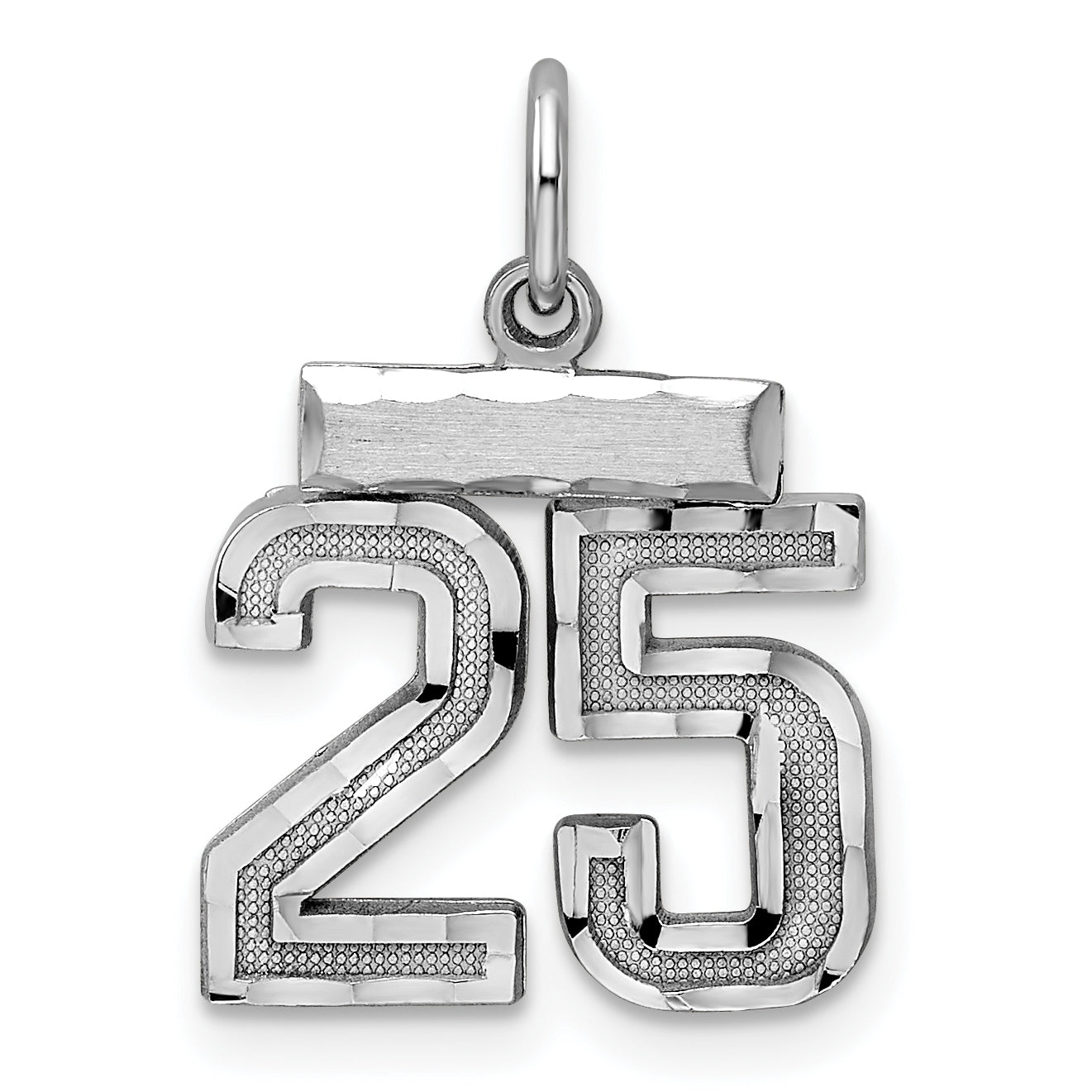 Sterling Silver Rhodium-plated Diamond-cut #25 Charm Main image