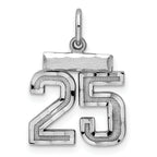 Sterling Silver Rhodium-plated Diamond-cut #25 Charm