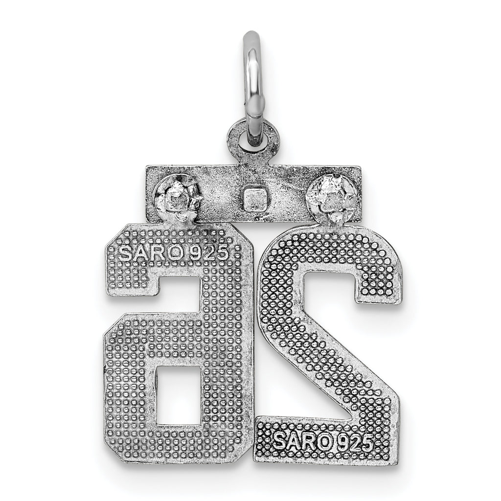 Sterling Silver Rhodium-plated Diamond-cut #26 Charm