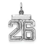 Sterling Silver Rhodium-plated Diamond-cut #26 Charm