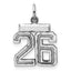 Sterling Silver Rhodium-plated Diamond-cut #26 Charm