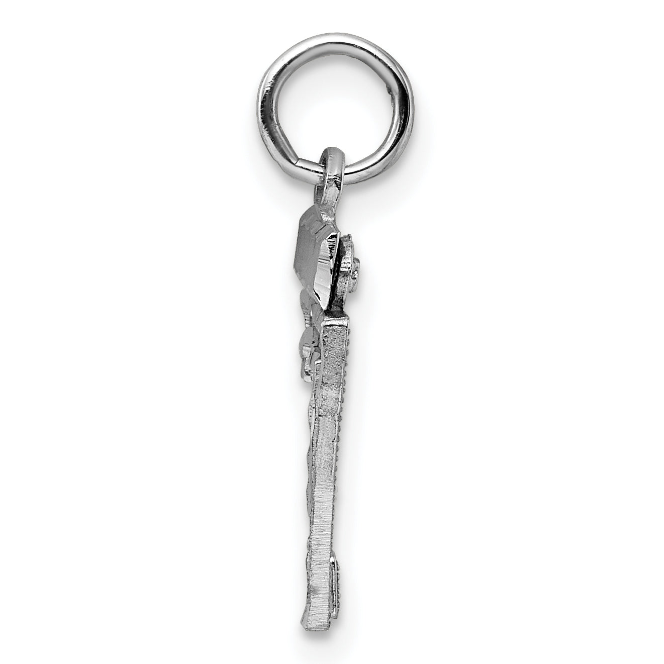 Sterling Silver Rhodium-plated Diamond-cut #27 Charm Secondary image