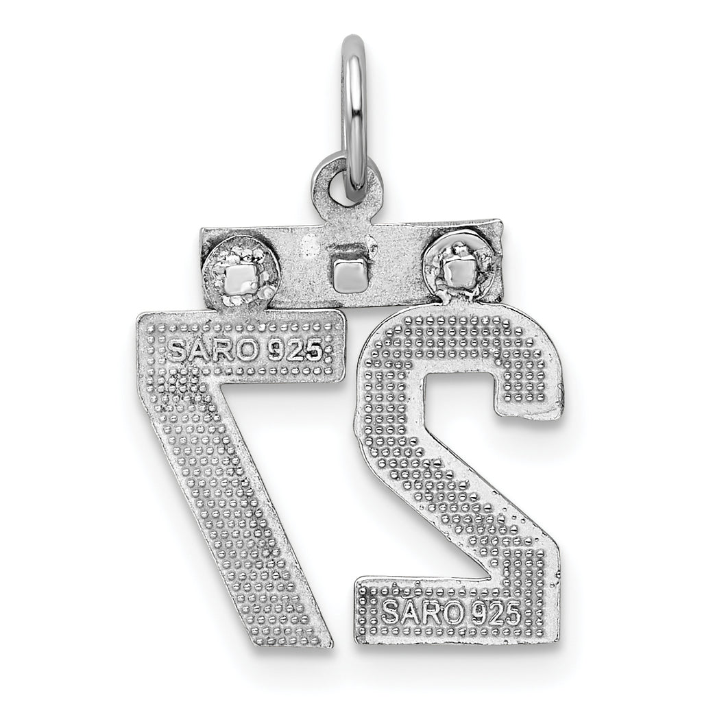 Sterling Silver Rhodium-plated Diamond-cut #27 Charm