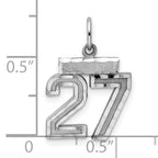 Sterling Silver Rhodium-plated Diamond-cut #27 Charm