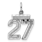Sterling Silver Rhodium-plated Diamond-cut #27 Charm