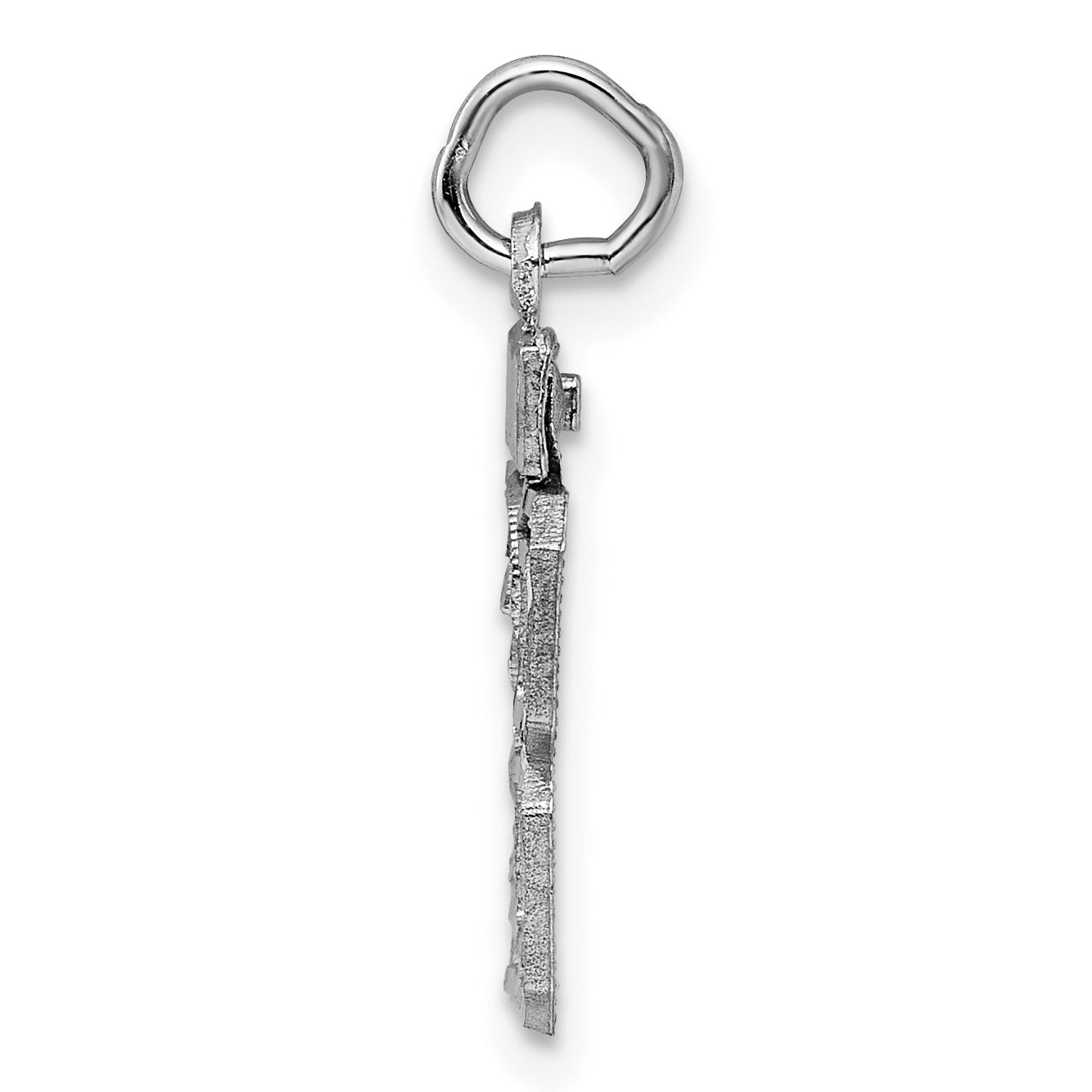 Sterling Silver Rhodium-plated Diamond-cut #28 Charm Secondary image