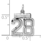 Sterling Silver Rhodium-plated Diamond-cut #28 Charm