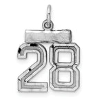 Sterling Silver Rhodium-plated Diamond-cut #28 Charm