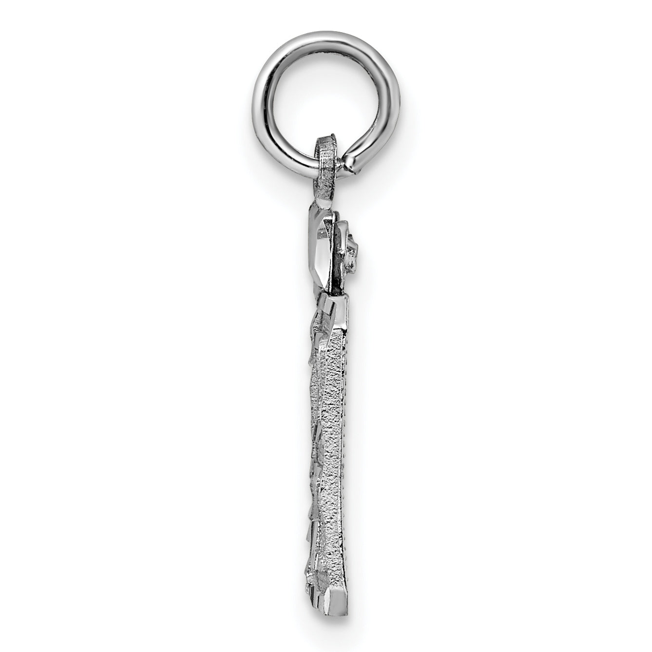 Sterling Silver Rhodium-plated Diamond-cut #29 Charm Secondary image