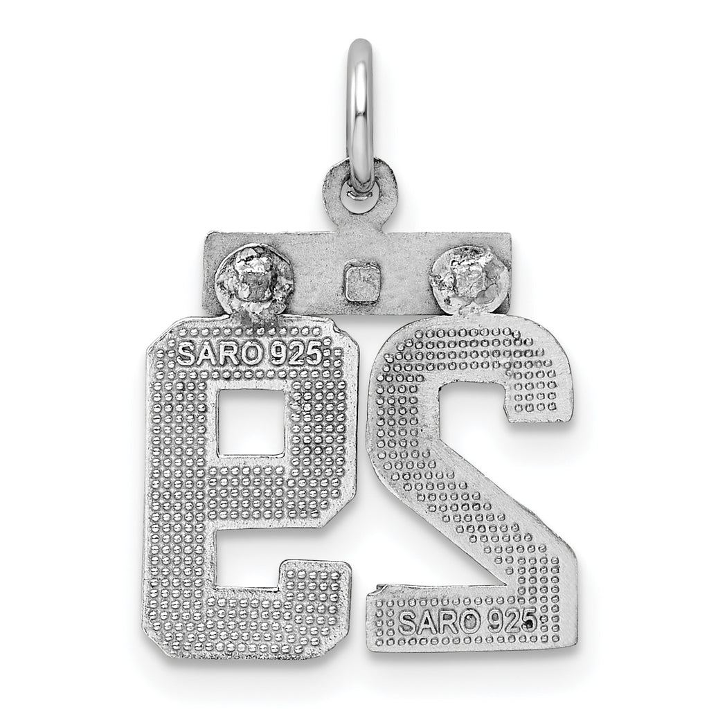 Sterling Silver Rhodium-plated Diamond-cut #29 Charm